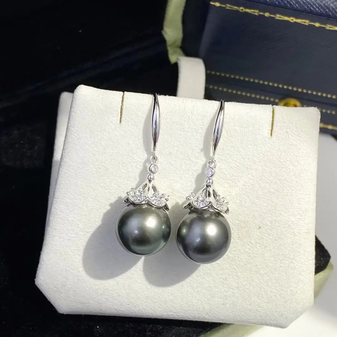 Wholesale S925 Sterling Silver Earrings Mount Findings Settings Base Mounting Parts Accessory for 11-12mm Pearls 5 pairs/lot