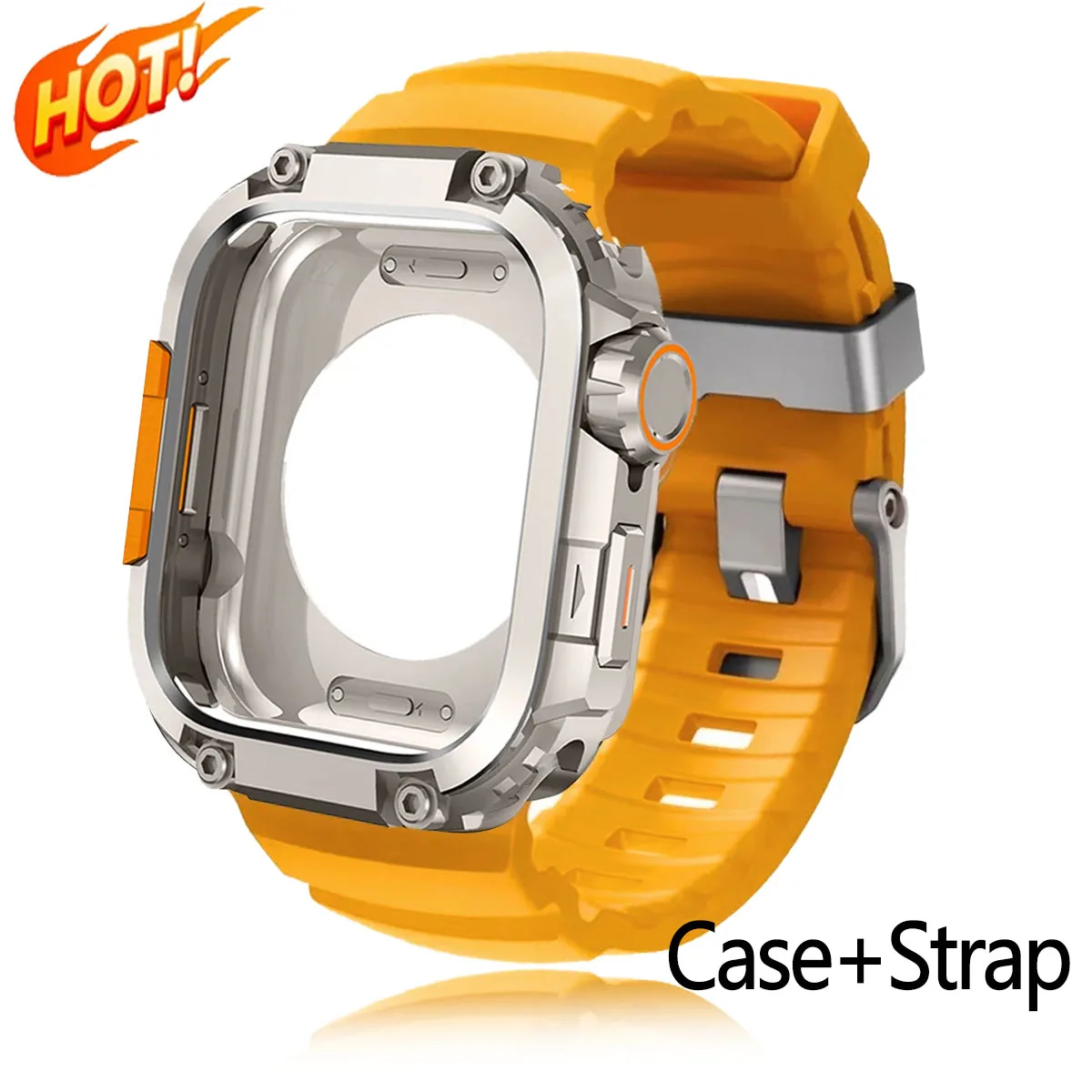 

Для Apple Watch Series 11 10 46 мм: чехол из сплава + силиконовый ремешок, силиконовый браслет, жесткий роскошный металлический корпус, аксессуары для Iwatch 46 мм