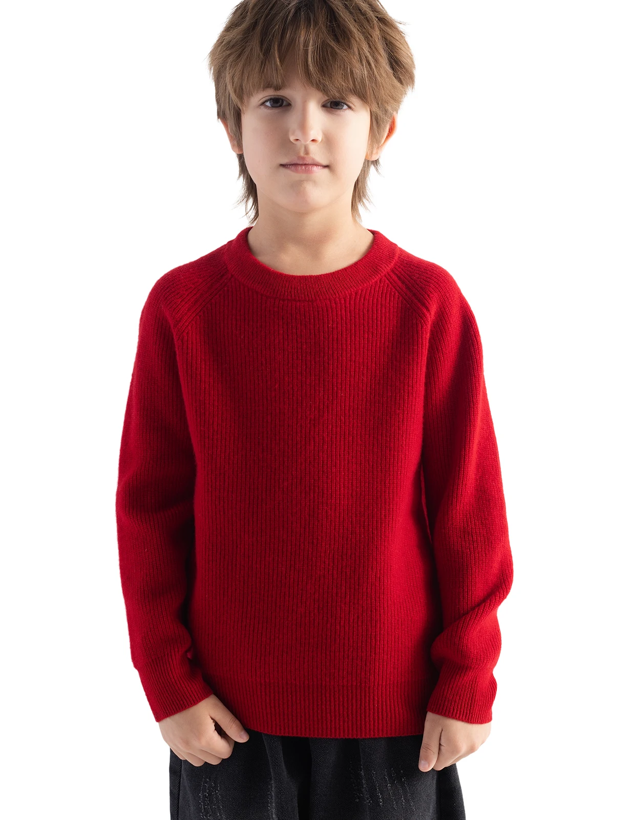 Boys Girls 100% Merino Wool Sweater Fall Winter Kids Mock Neck Long Sleeve Seamless Pullovers Children Top Child Woolen Sweaters