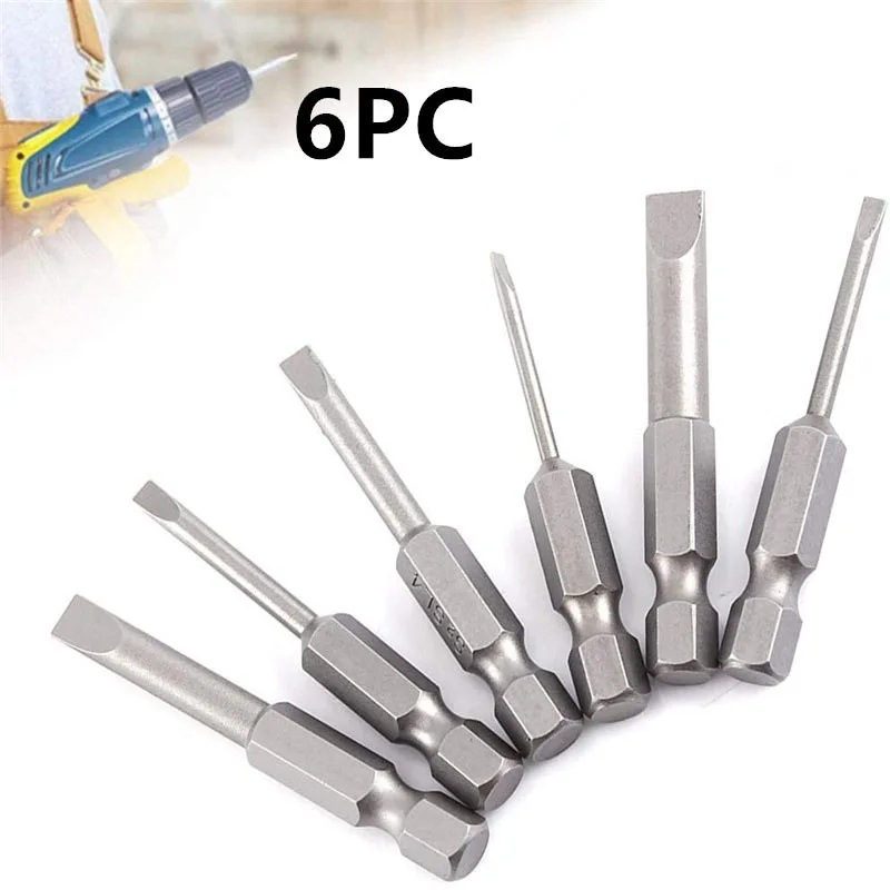 6Pcs Slotted Screwdrivers Bits 1/4\