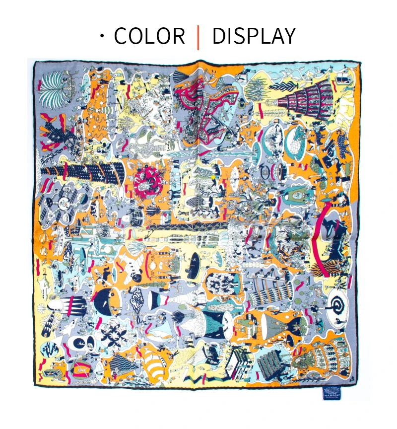 

30% Silk 70% Wool Scarf Whimsical Fantasy Print 65cm Square Soft Warm Breathable Luxury Fashion Accessory for Women