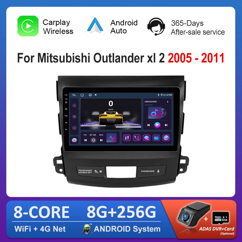 

Android Auto Carplay for Mitsubishi Outlander xl 2 2005 - 2011 WiFi 4G GPS Navigation Bluetooth DSP Stereo Car Multimedia Player