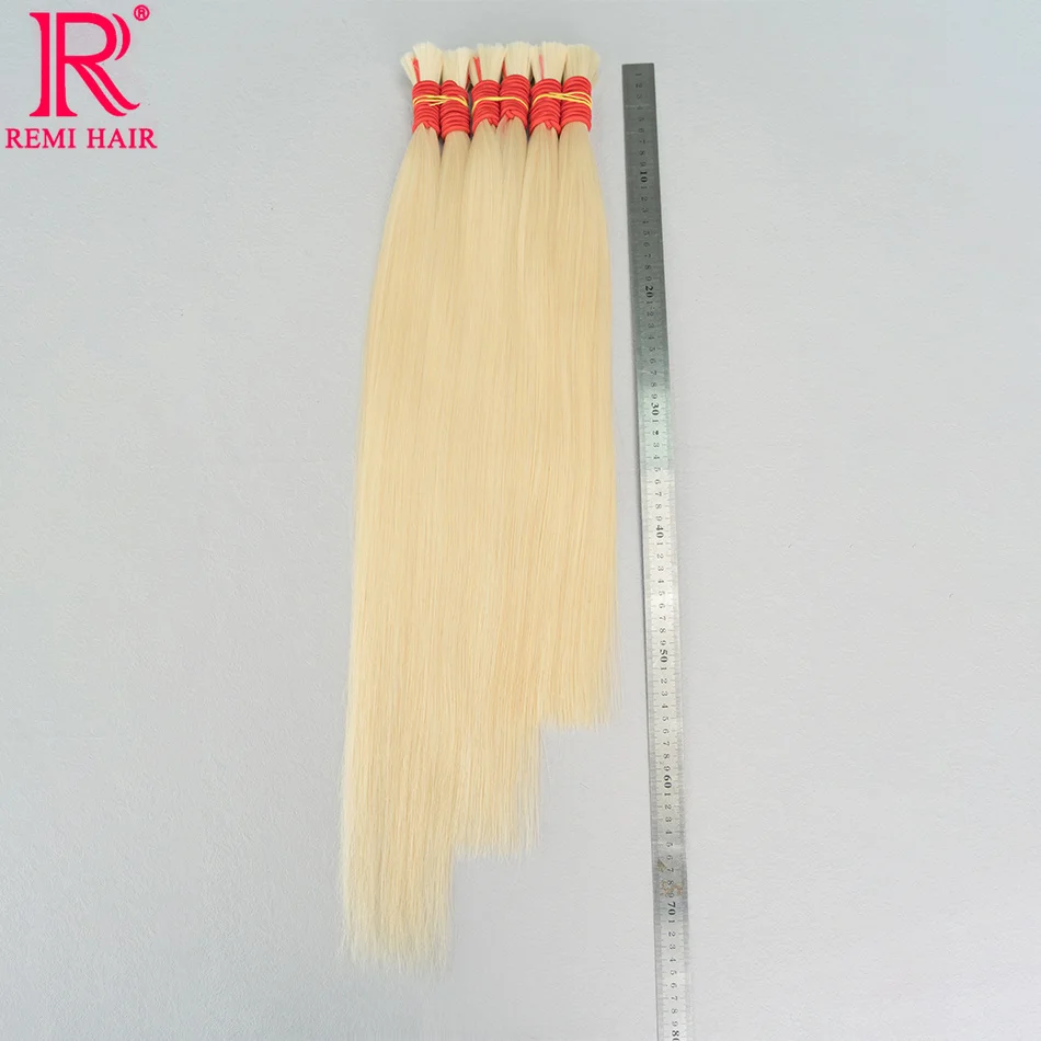 613 Real Human Hair Extensions no Weft Honey Blond Hair Bulk Vietnamese Virgin Crochet Hair Straight Weaving Hair for Braiding