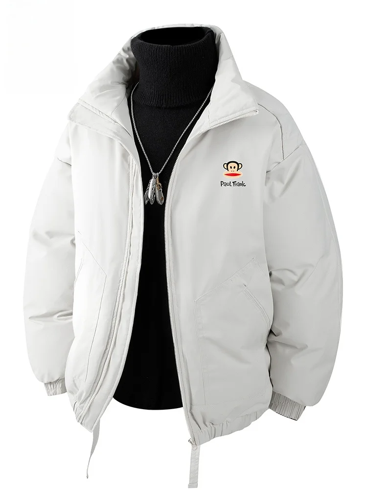 

PaulFrank Thiened Cotton Jaet Men's Winter Warm Stand Collar Casual Outdoor Zipper Zipper ket Faionable Monkey Mouth