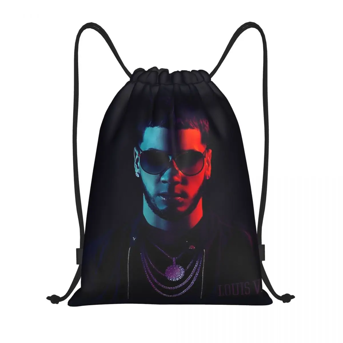 Custom Anuel AA Rapper Latin Urban Music Drawstring Backpack Bags Men Women Lightweight Gym Sports Sackpack Sacks for Shopping