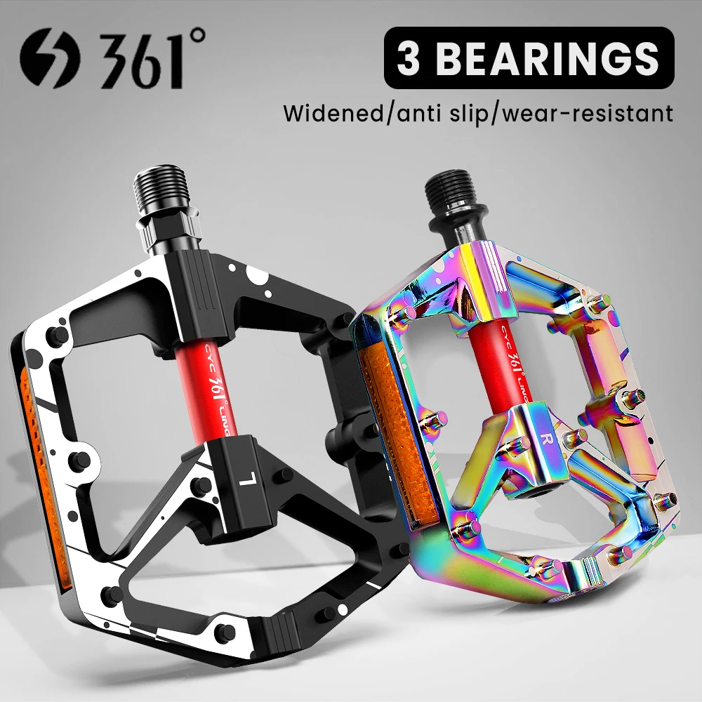 

361 Degrees 3 Bearings Bike Pedal Anti Slip Flat Bicycle Pedal Platfrom Widened Mountain BMX Bike Cycling Ultralight Pedal Parts