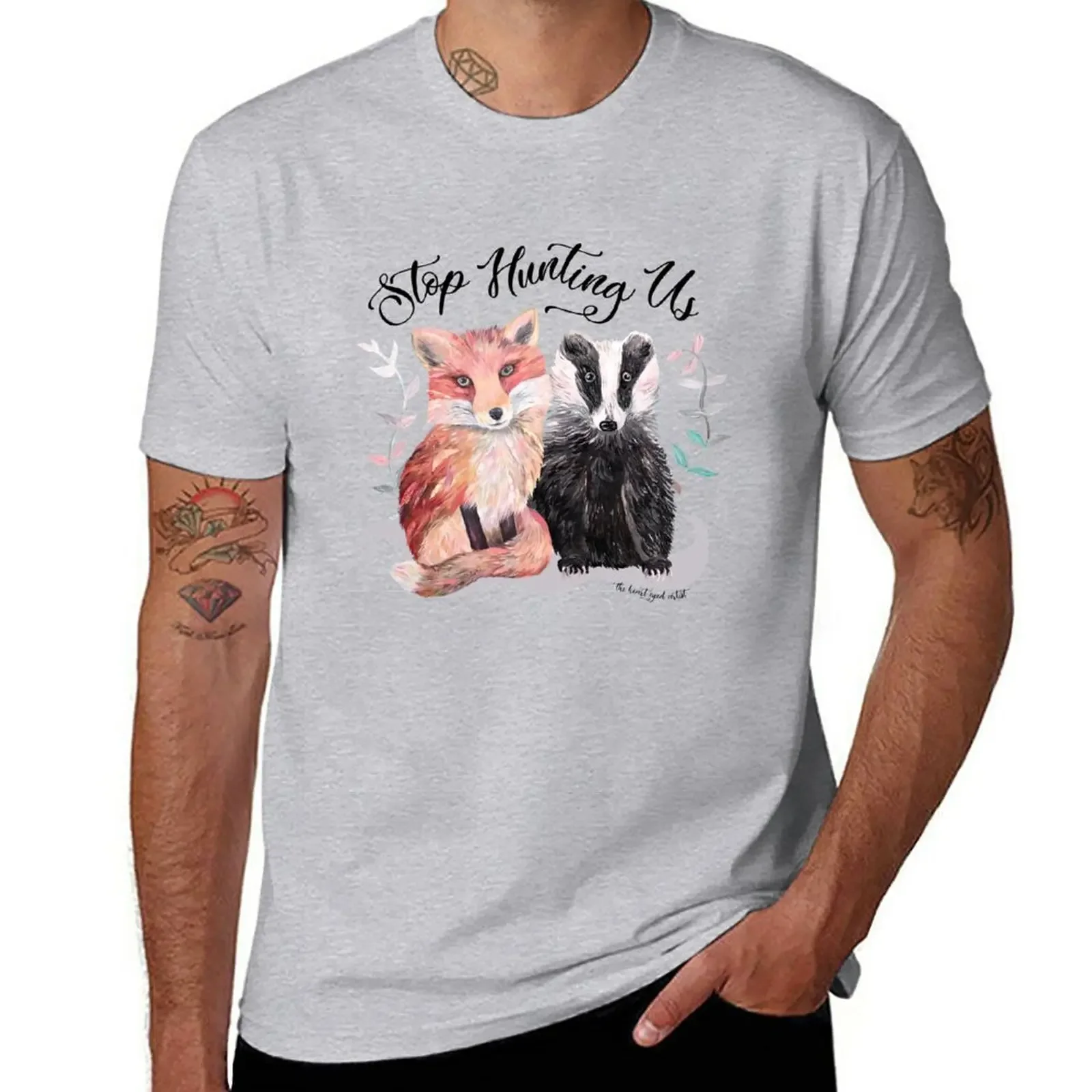 Stop Hunting Foxes and Badgers T-Shirt korean fashion summer clothes new edition oversized t shirts for men