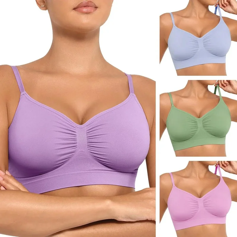 Women's Wireless Bra Comfort Bralettes No Underwire Unlined Cami Bra Seamless Tshirt Bras Sports Bra Bralette Basic