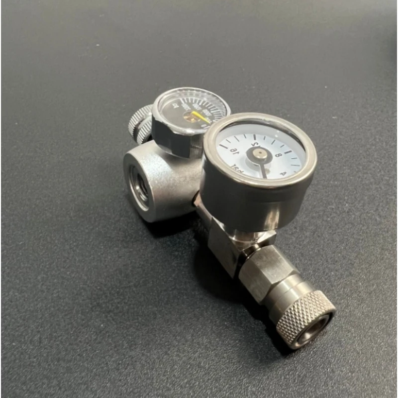 Pneumatic Coffee Machine with Aluminum Alloy and Stainless Steel Material Dual Gauge Rotary Pressure Reducing Valve 3/8-24