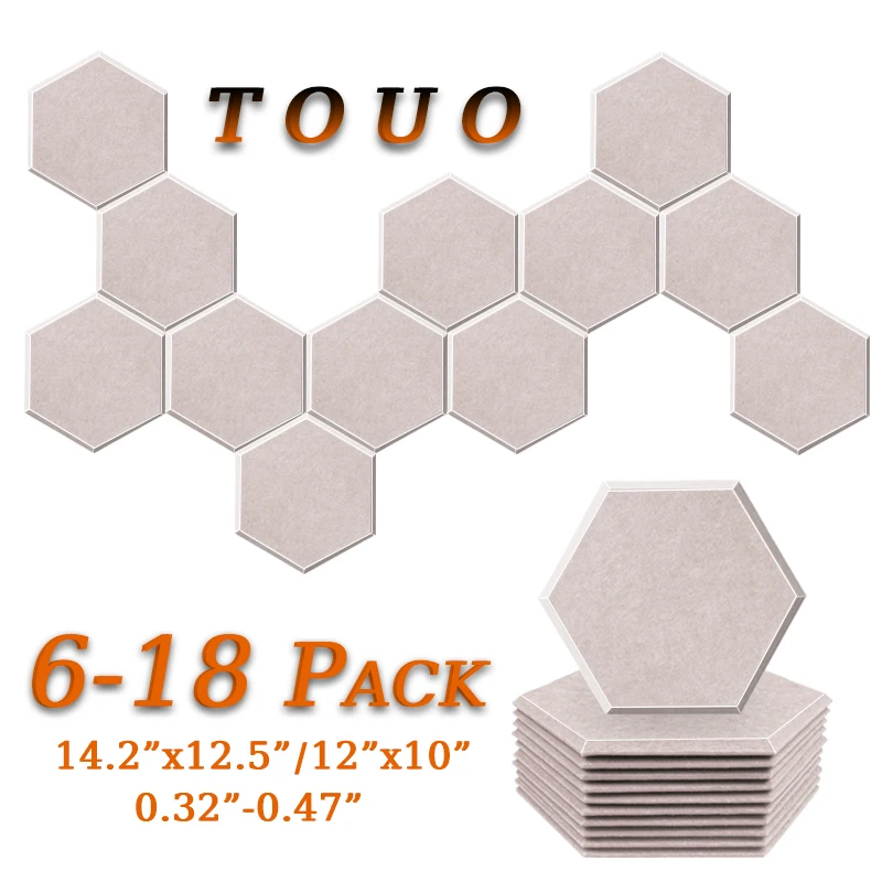 TOUO Acoustic Panel 6/12/18 Pcs High-Density Soundproof Wall Panels Sound Insulation Material Music Studio Acoustic Treatment