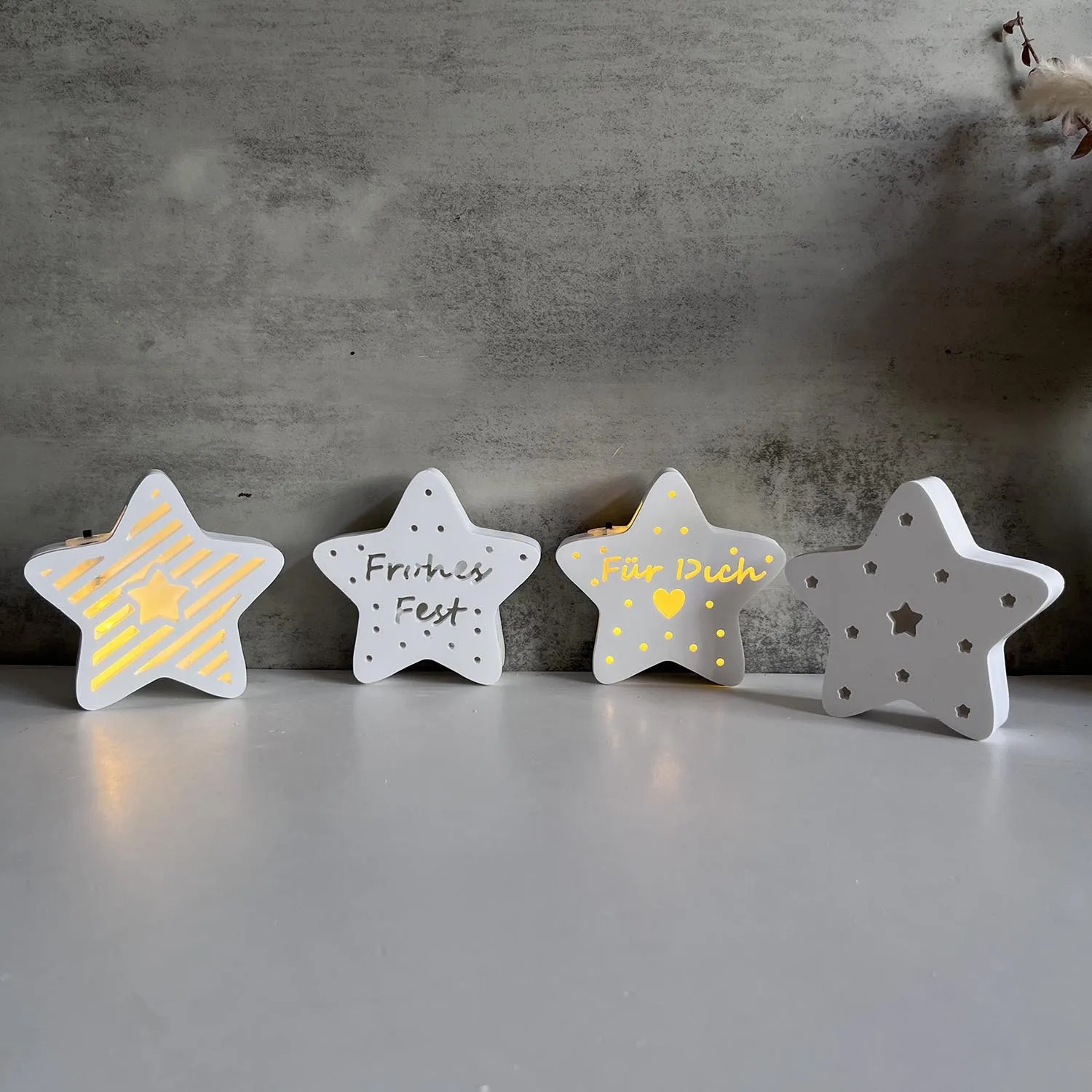 Hollow Lettering Star Silicone Mold Light Stars Casting Mold alphabet Star Atmosphere Lamp Gypsum Christmas Ornament  molds