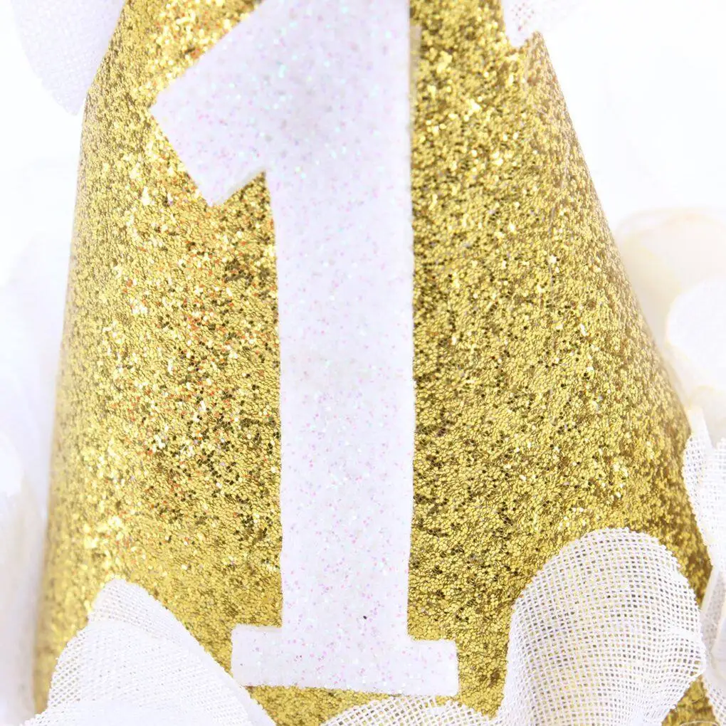 1st Birthday Hat Baby Shower Birthday Party Photo Props Headband Newborn Glitter Party Cap