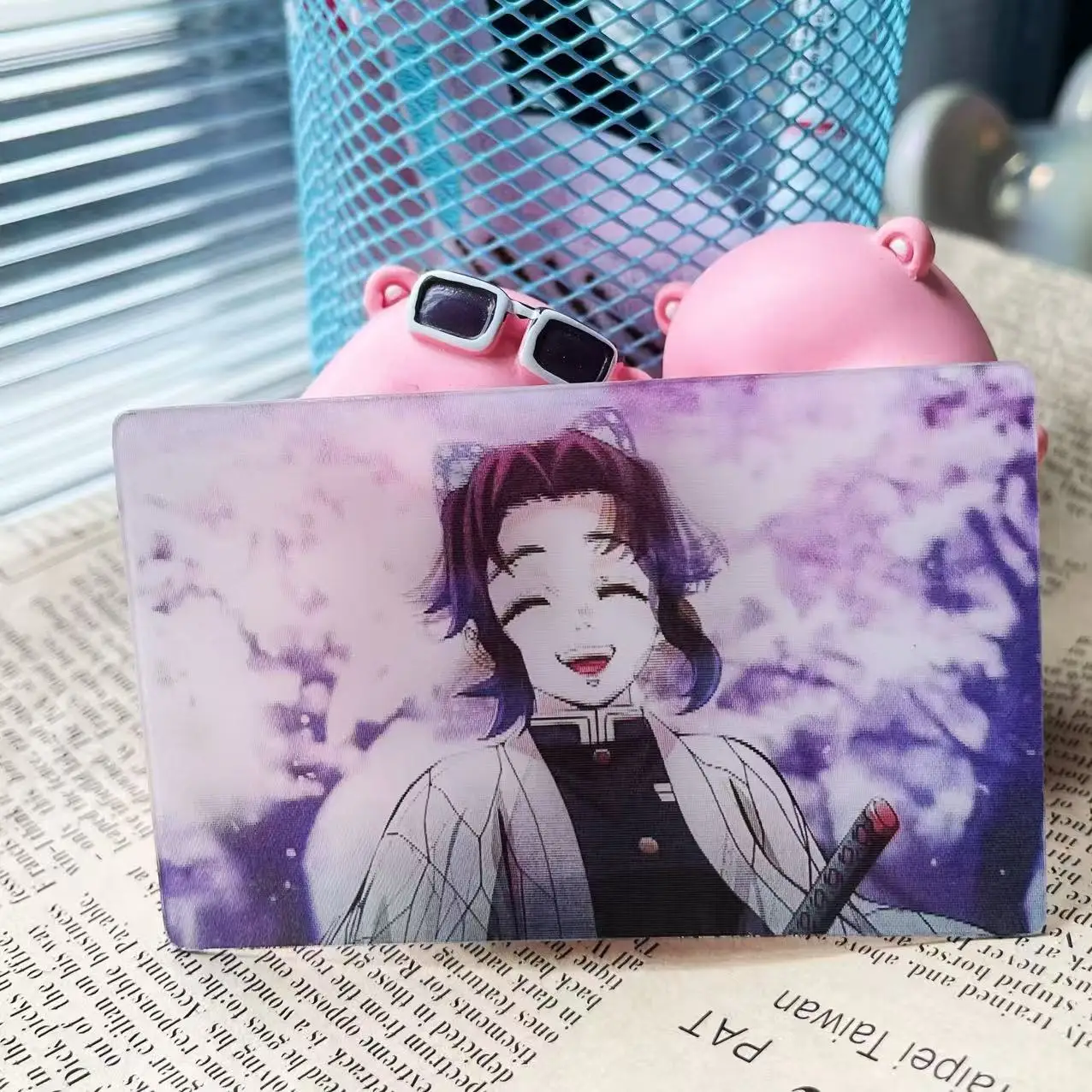 Creative Demon Slayer Cards Kochou Shinobu Anime Action Figure Cartoon Grating Bookmark Cute Toy Birthday Gift Anime Merchandise view 4