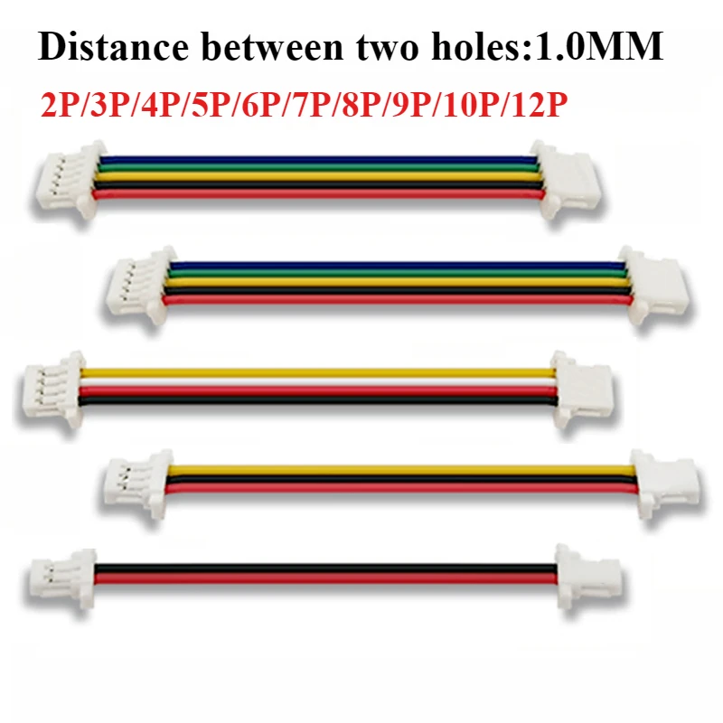 10PCS spacing 1.0mm Wire Cable Connector DIY SH1.0 JST 2/3/4/5/6/7/8/9/10Pin Electronic Line Double Connect Terminal Plug 28AWG