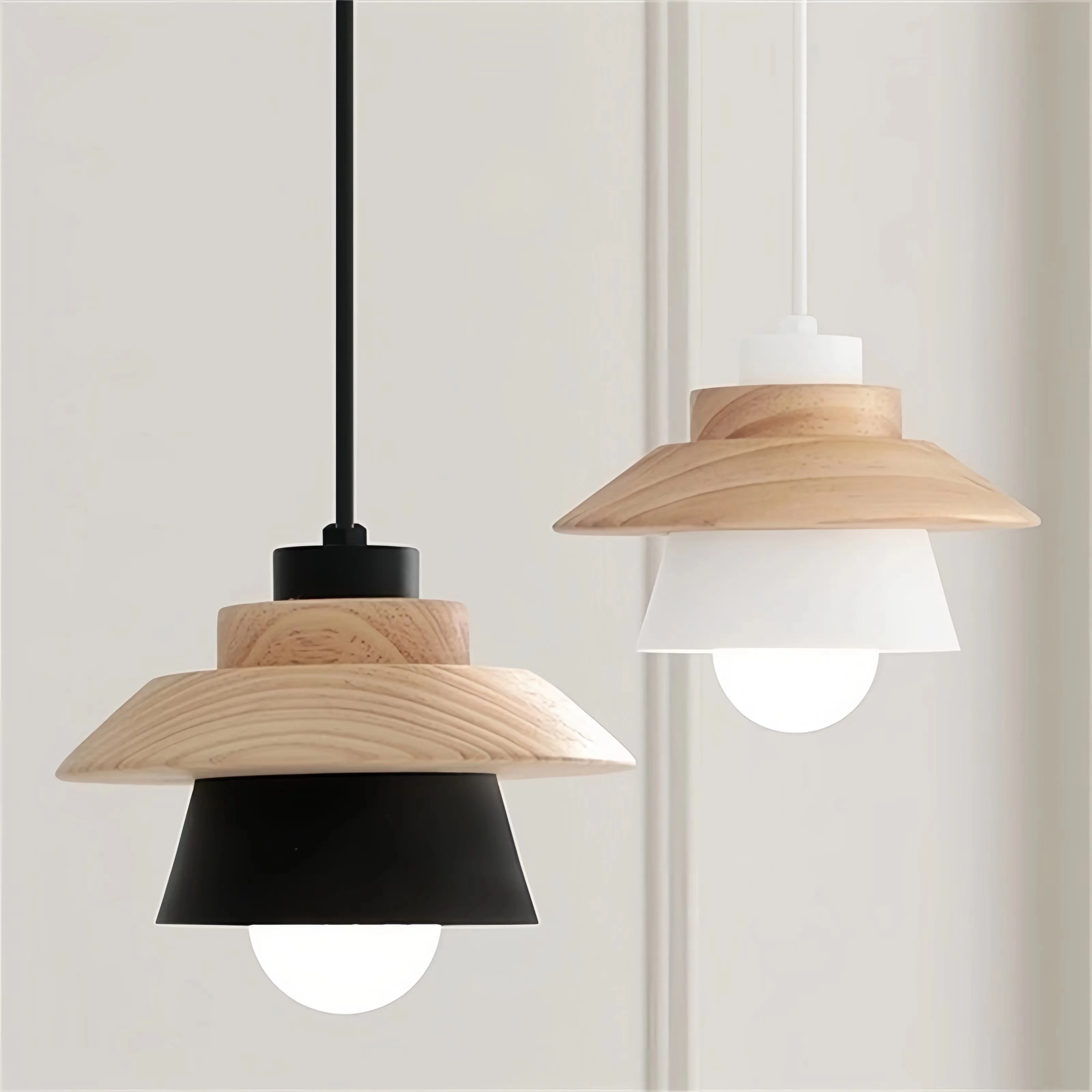 

Nordic postmodern simple creative personality Makaron wooden pendant lamp living room bedroom bedside restaurant bar lamp