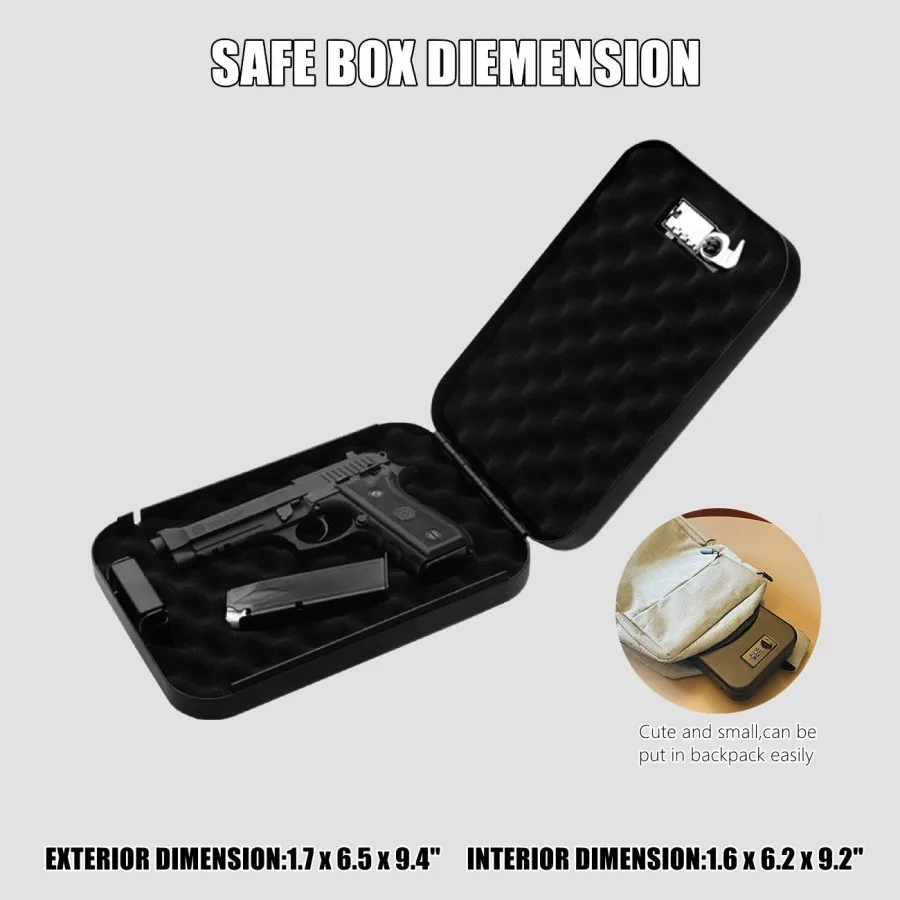 24x16.5x4.5cm gun safe box ammo metal case safes lock can safebox  keybox portable strongbox boxes safety security key money car