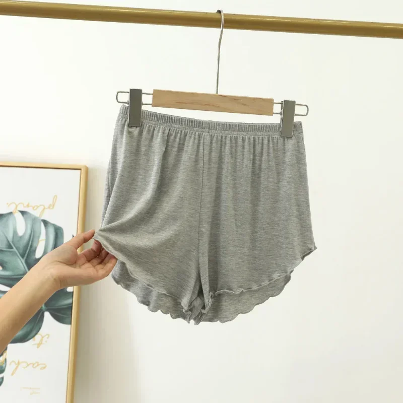 

Women's High Waist Wide Leg Shorts - Modal Lace Trim Lounge Pants, Breathable Summer Casual Shorts with Drape Fungus Edge