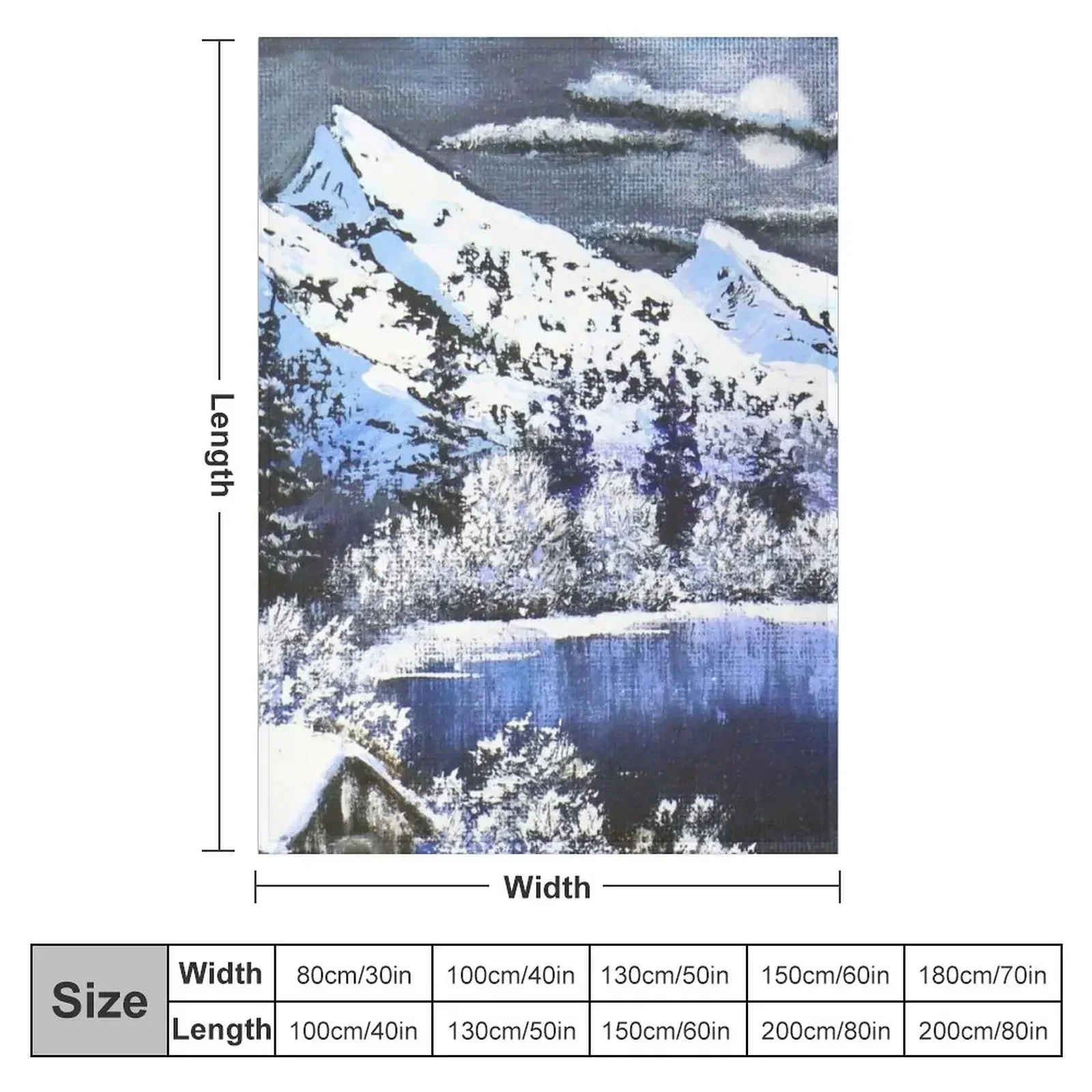 Bob Ross Inspired Landscape - Winter Mountain Throw Blanket Bed linens Shaggy Luxury Designer Blankets