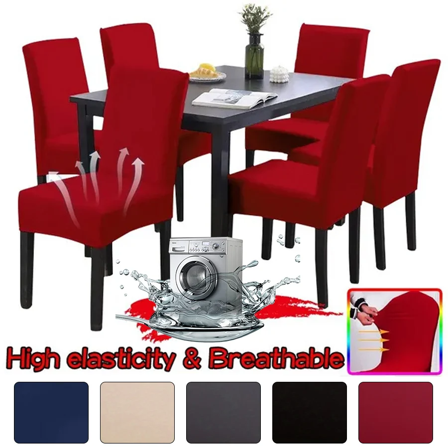 Stretch Chair Covers Elastic Slipcovers, Machine Washable Dining Chair Covers for Wedding Banquet Home Decor, Solid Colors