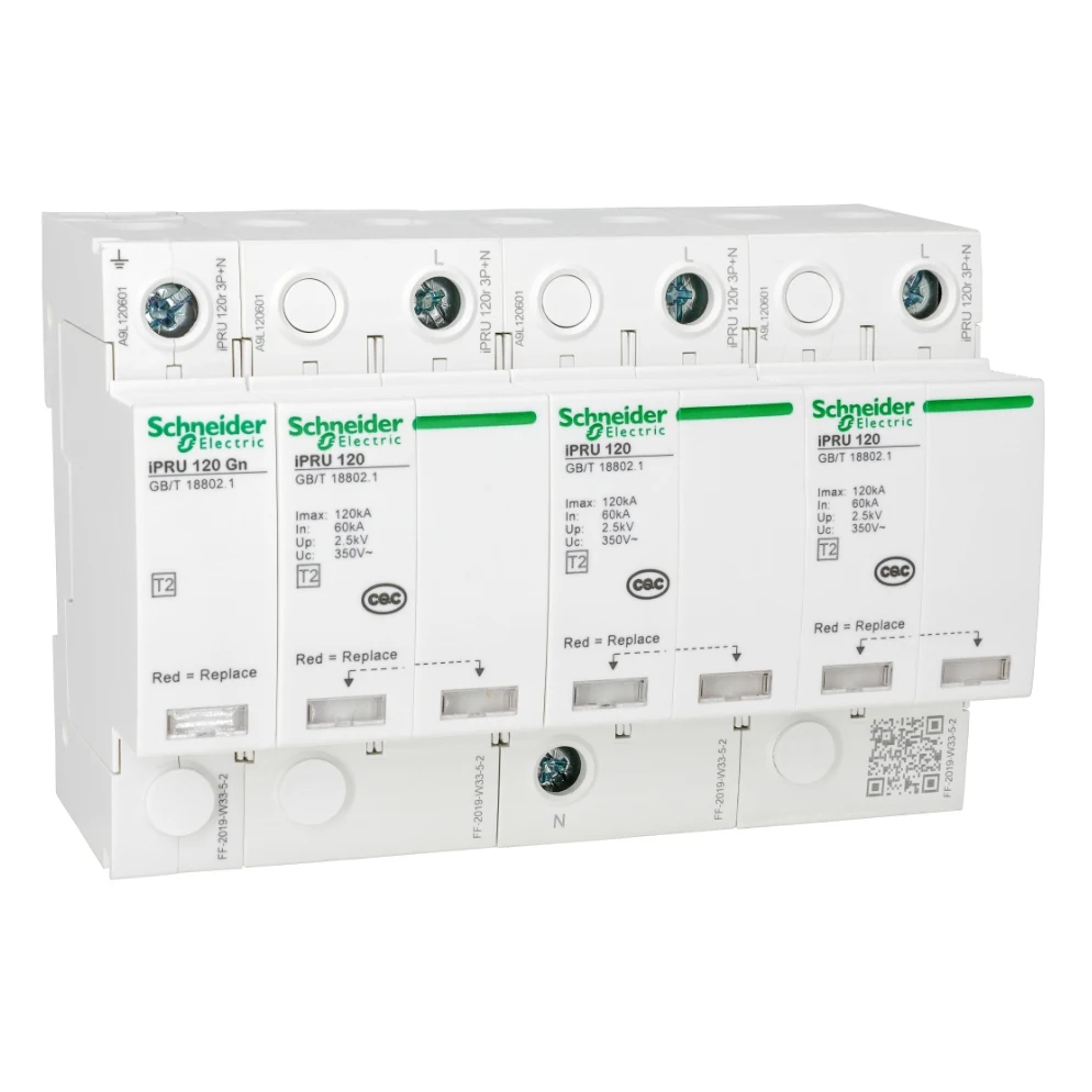 A9L120400 Schneider Wingoal the iPRU 120 is pluggable class T2 the surge protector 4P