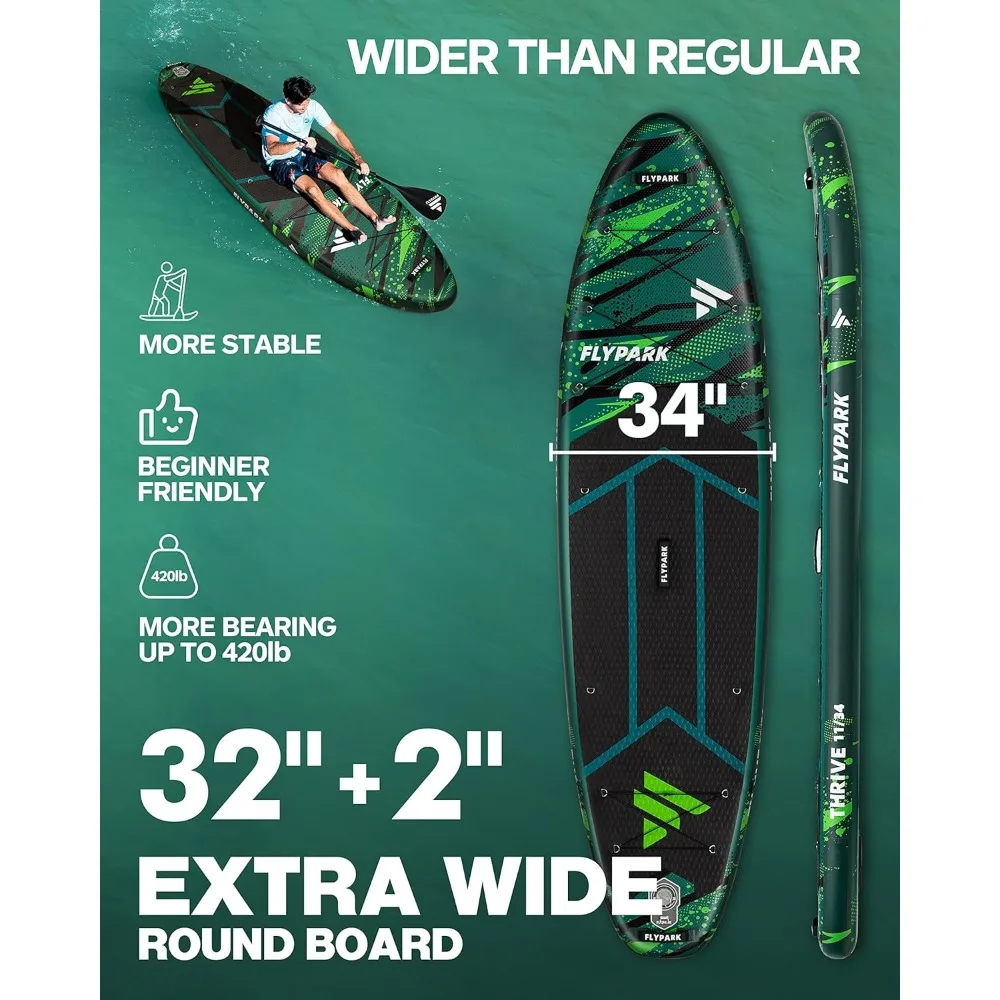 , Extra Wide SUP Paddleboard Inflatable, Yoga Stand Up Paddle Board, 116L Backpack, 15 D-Rings,