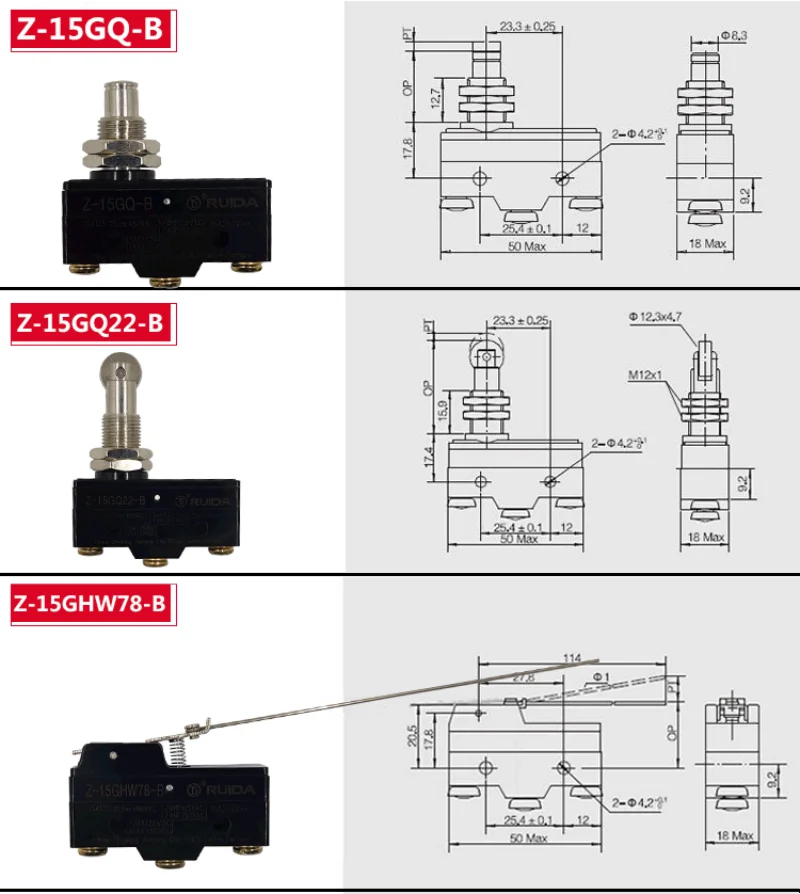 Silberkontakt 15A Endschalter, Fahrschalter, Mikroschalter LXW5/Z-15GQ/GW22/GQ21/GQ22 – Detail 4