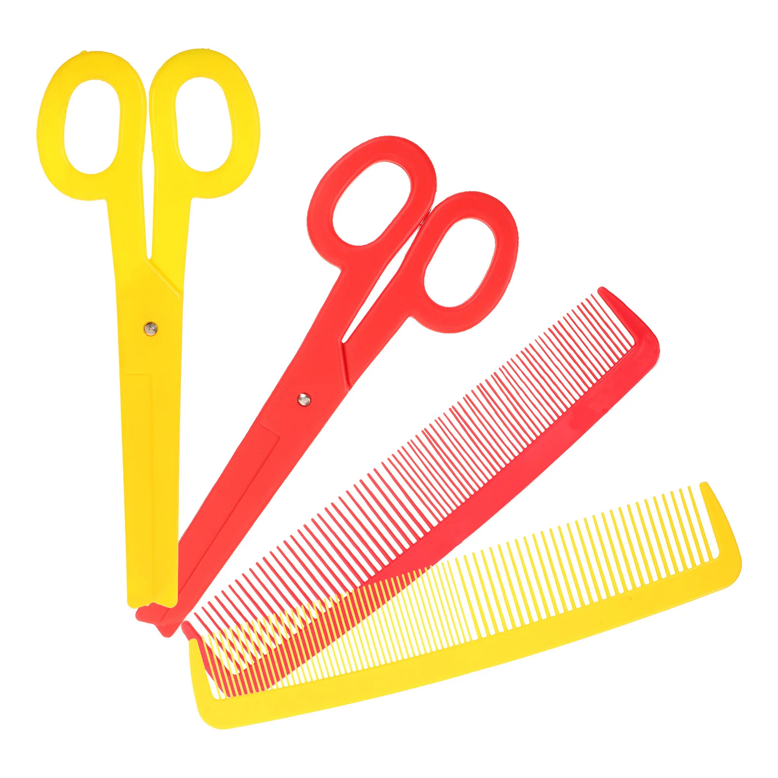 4 قطعة مقص مهرج جامبو من البلاستيك ومجموعة مشط عملاقة قابلة لإعادة الاستخدام دعائم حفلات الكرنفال لزينة السيرك والهالوين