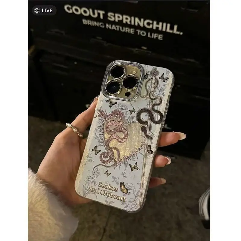 

Супер крутой чехол для телефона с бабочкой и змеиным мечом для iPhone 17, 16, 15, 14, 13, 12, 11 Pro Max XR XS MAX 7, 8 PLUS Air INS, устойчивый к встряхиванию чехол