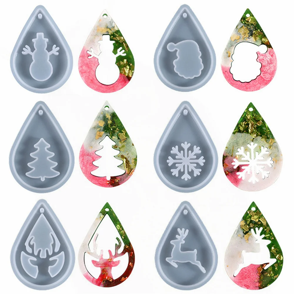 DIY Crystal Drop Glue Mold Christmas Tree Series Silicone Mold Epoxy Resin Crafts Jewelry Making Listing Elk Snowflakes Pendant