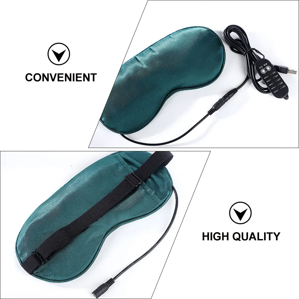 

1 Set Silk Electric Heated Eye Mask USB Powered Warm Compress Sleep Blindfold Spa Travel Mask For Sleep Green Blackout Eye Patch