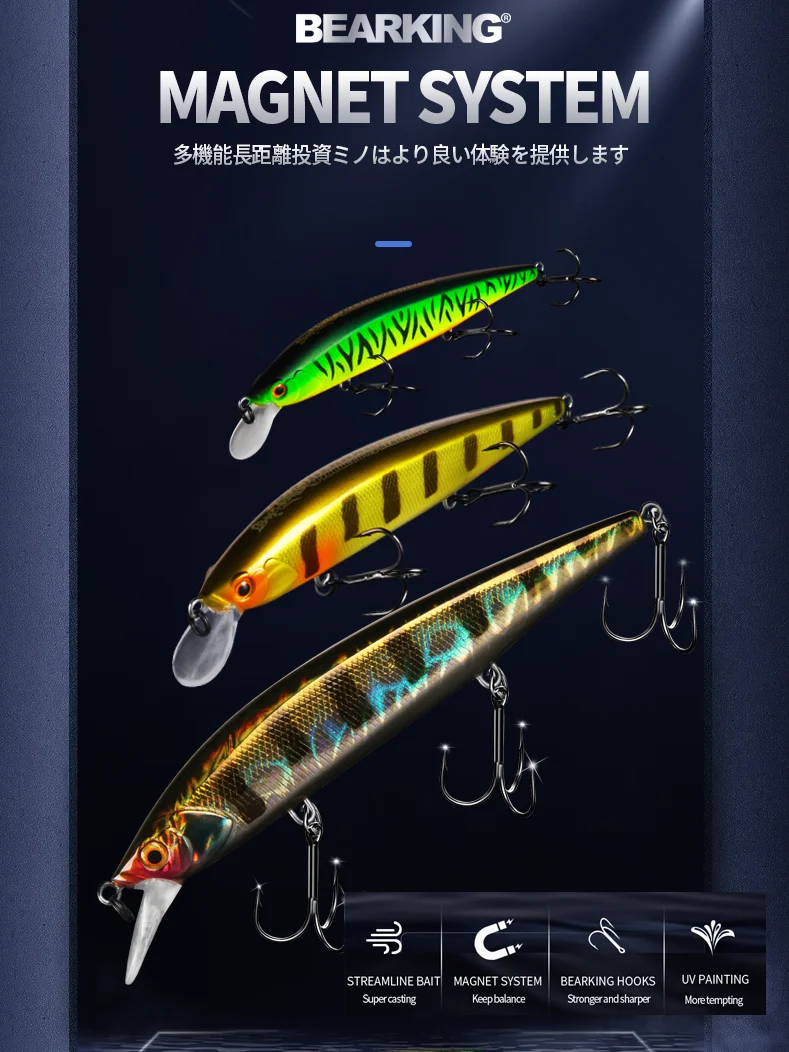 BEARKING 110mm 16g Hot fishing tackle A+ tungsten system fishing lures minnow bait suspending bait 16colors for choose view 4