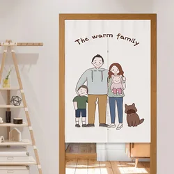Warm Family Japanese Doorway Curtain Noren Bedroom Bathroom Home Decor Partition Door Curtain Linen Kitchen Hanging Half-Curtain