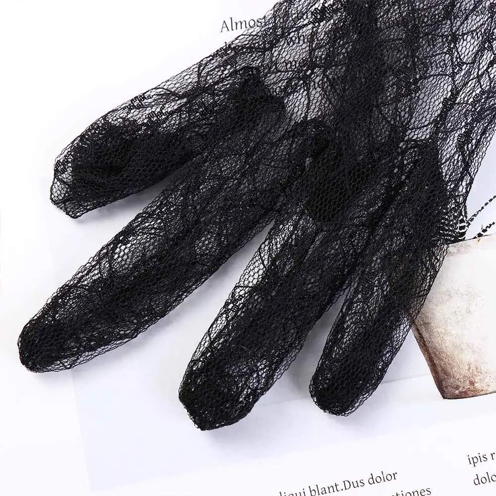 أداء مطاطا الخريف مأدبة فستان عشاء قصير قفازات برباط الزفاف قفازات شبكية رقيقة القفازات #3