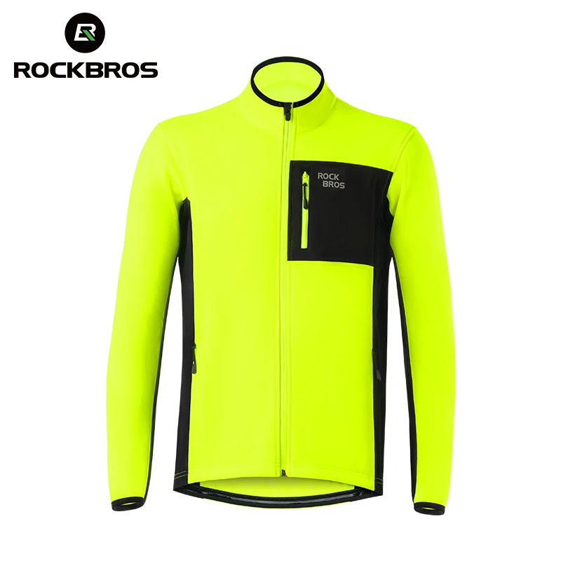 

ROCKBROS Winter Cycling Jacket Man Winter Bicycle Clothing Breathable Reflective Long Sleeves Thermal Fleece Sportswear Coat