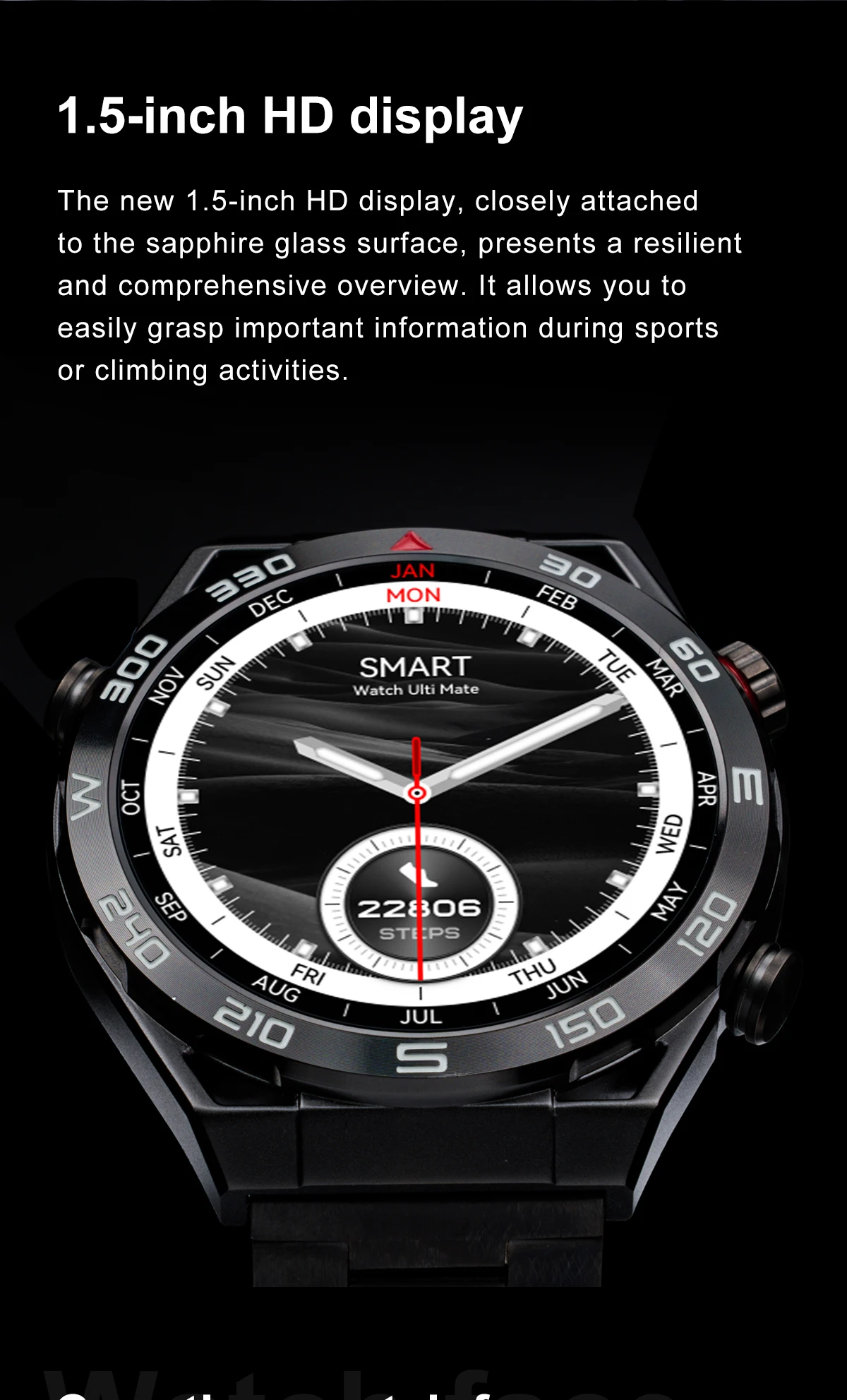 Vwar Ultra Mate Business Smart Watch Men Bluetooth Call Compass 100+ Sport Modes Smartwatch Waterproof Watches for Huawei IOS