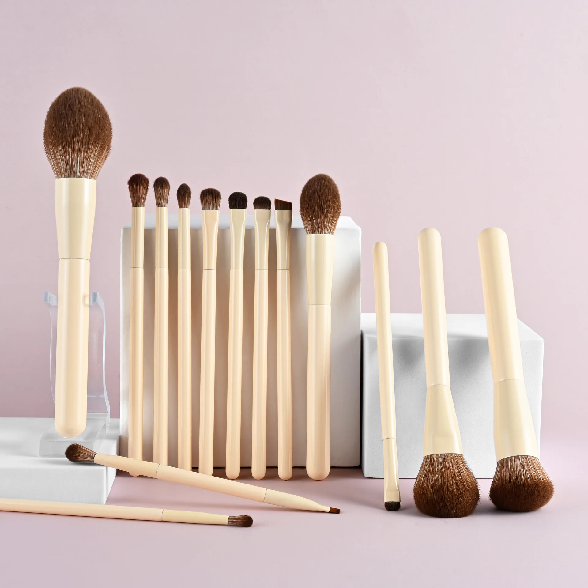 14 قطعة مجموعة فرش الماكياج شعار مخصص الاصطناعية فرشاة كريم أساس مسحوق كونتور عينيه اينر مزج أداة بالجملة 5 مجموعات