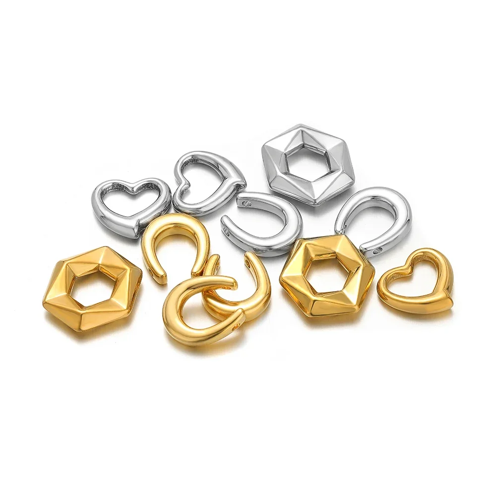 5pcs Large Hole Hexagon Charms Stainless Steel U Pendants for DIY Jewelry Necklace Findings Bracelets Earrings Supplies Material