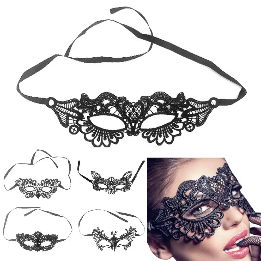 Mysterious Eye Masque Elegant Lace Hollow Flower Queen Spider Style Eyes Masque for Party Date Valentine Dance Mysterious