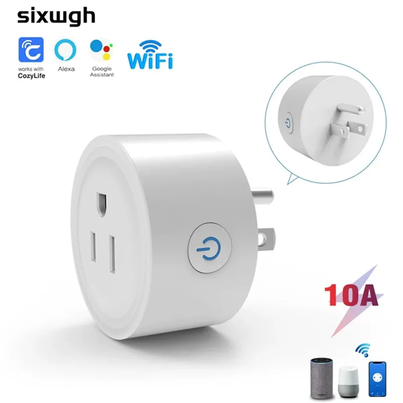 

Розетка Wi-Fi для умного дома на 10 А работает с Alexa и Google Home, умная розетка с дистанционным управлением и функцией таймера, WiF 2,4 ГГц