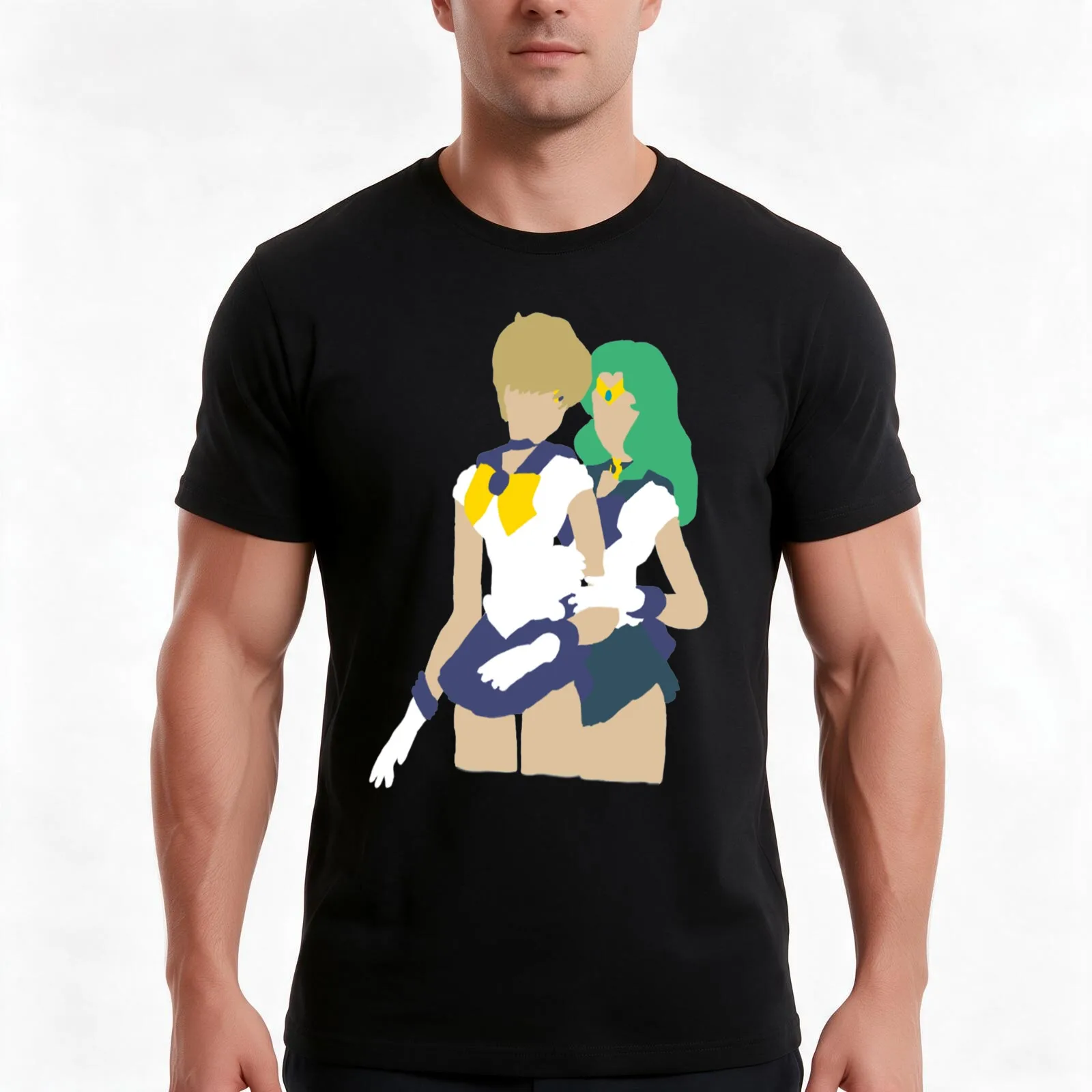 Uranus & Neptune T-Shirt, Summer Casual Cotton Tee, Oversized Streetwear Tops, Vintage Graphic Print, Loose Fit Short Sleeve