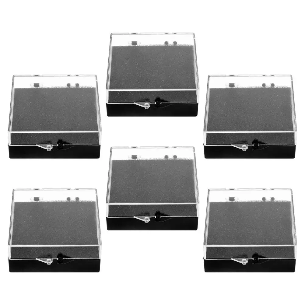 

6 Pcs Display Box 56x56x22mm Black Sponge Storage Jewelry Organizer Lapel Pin Case Badge Gift Box Sample Container