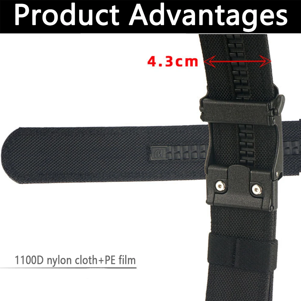 TUSHI Brand 4.3 Wide Thickened Gun Hanging Double-Layer Nylon Cloth Belt Versatile Outdoor Tactical Automatic Buckle Men's Belt