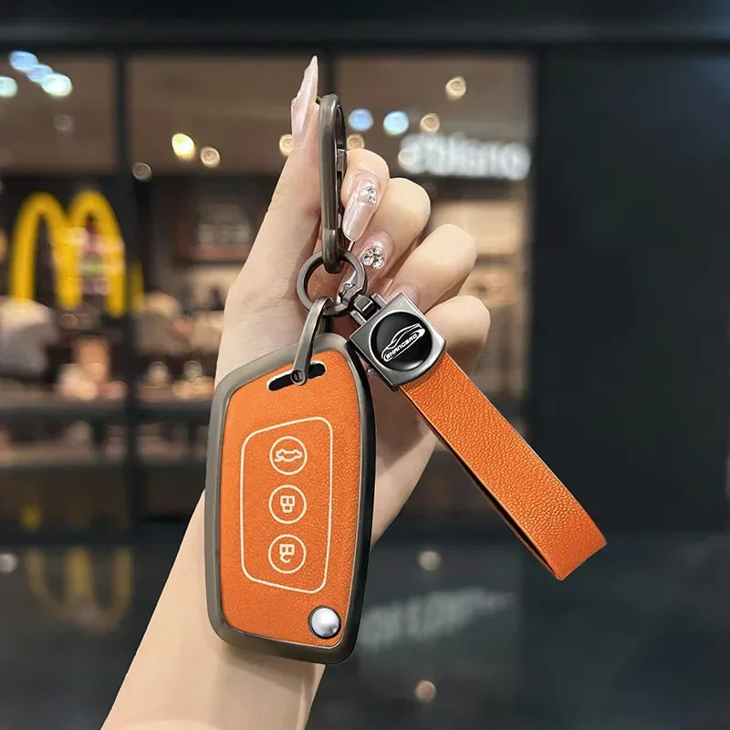 

Alloy Leather Car Key Case Cover for Baojun 510 730 360 560 RS-5 530 630 for Wuling Hongguang S Auto Holder Shell Accessories