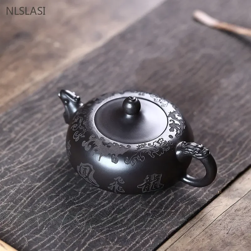 

200ml Handmade Purple Clay Tea Pot Chinese Yixing Beauty Teapot Boutique Filter Tea Infuser Raw Ore Zisha Black Mud Teaware