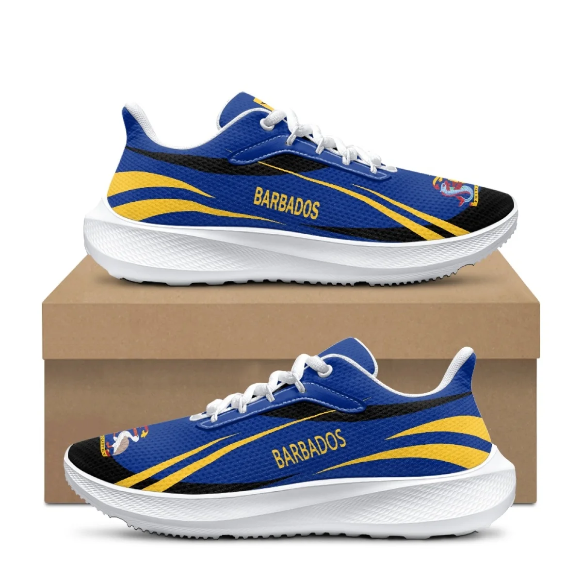 Hot Sale Barbados Country Flag Casual Shock-resistant Outdoor Travel Shoe Breathable Non-slip Soft Sneakers Personalized Design