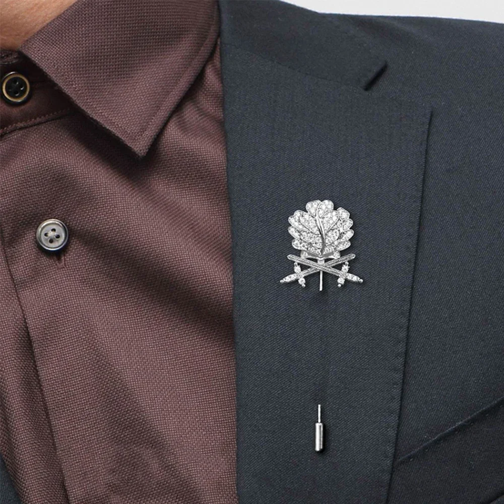 빈티지 독일산 오크 잎 검 다이아몬드 기사단 휘장 메달 배지 핀 정장 브로치 브레스트핀