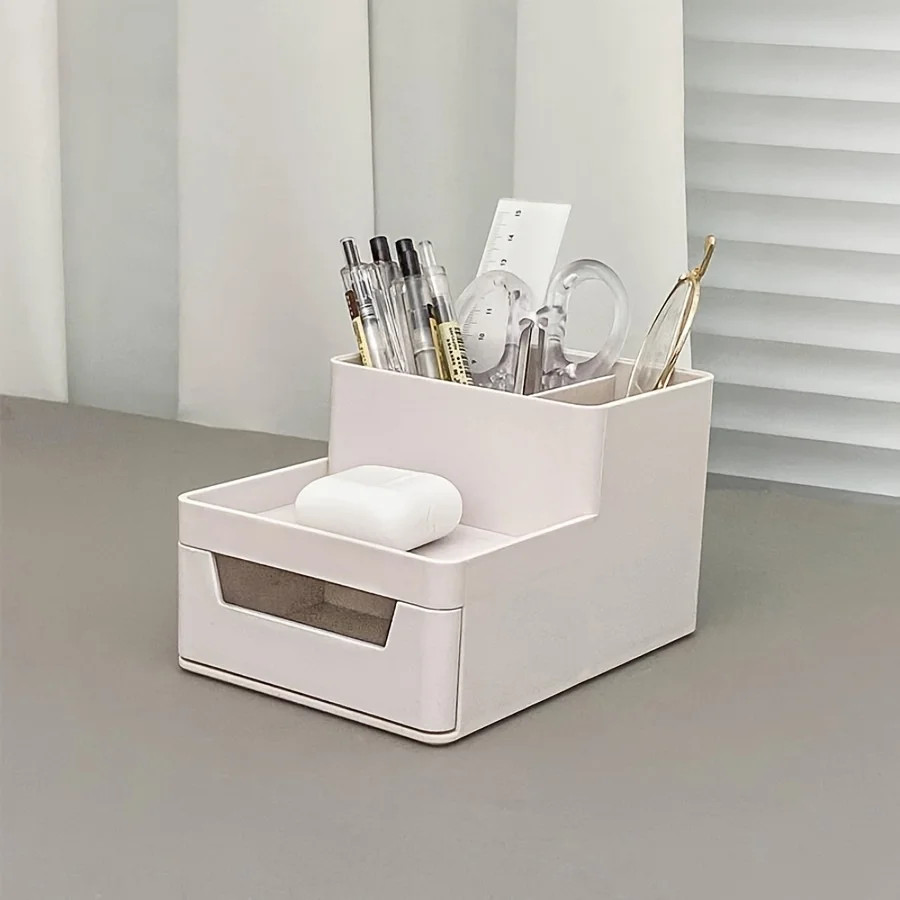 Schreibtisch-Organizer aus ABS-Kunststoff mit Mehrfach-Fächern, Stifthalter, Fernbedienungsbox, Kleiner Schreibtisch-Organizer für Büro und Schlafzimmer