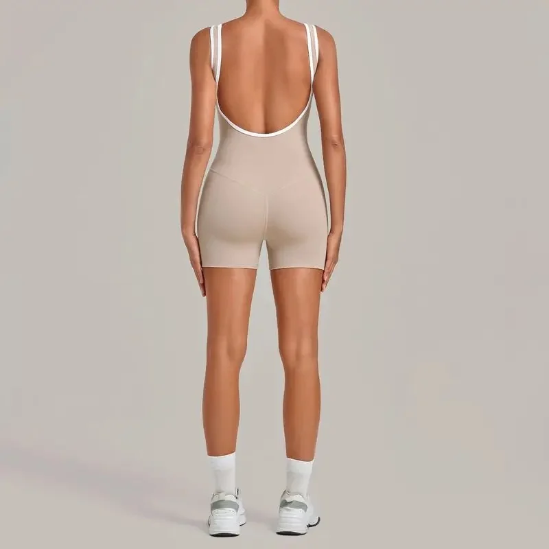 Quick‑dry One-Piece Bodysuit With Beauty Back Tight-Fitting Sports Fitness Wear Running Workout Scrunch Butt Leggings Clothes