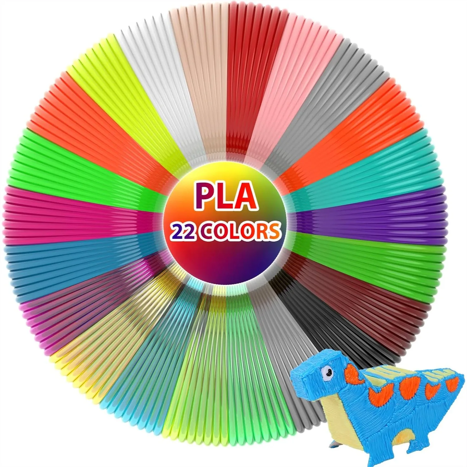 

22 Colors 3D Pen PLA Filament Refills, 1.75mm, 10ft Each, 220ft Total, Works with Most 3D Pens