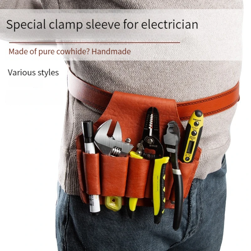 Cowhide Tool Kit For Electricians Thickened Waist Belt Bag Multiple Styles For Male Carpenters 1-5 Waist Pockets Plug-in Set